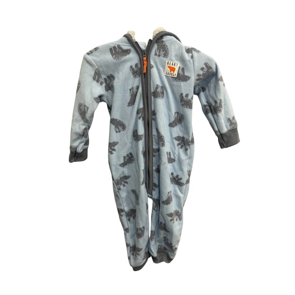 Just One You by Carters Infants Light Blue Fleece Long Sleeve Onesie with Hood S